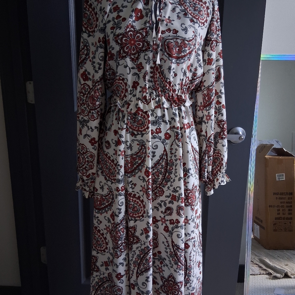BANANA REPUBLIC V-Neck Peasant Handkerchief Hem Midi Dress - Picture 5 of 5